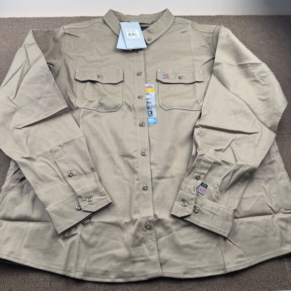 Carhartt Tops - NWT Carhartt FR Shirt Women's XXL(20) Relaxed Fit Long Sleeve Twill Beige CAT2